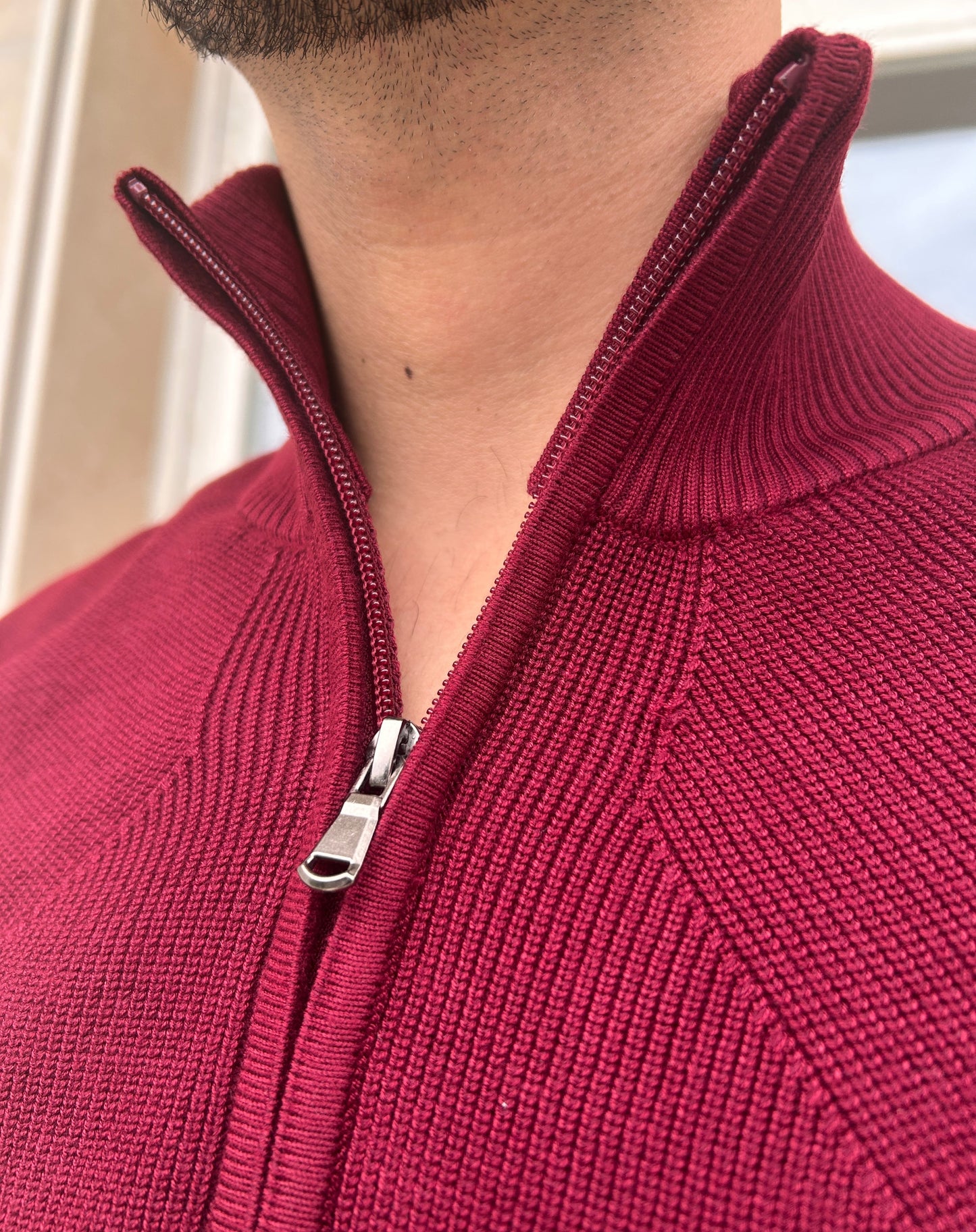 Maglia full zip calata bordeaux