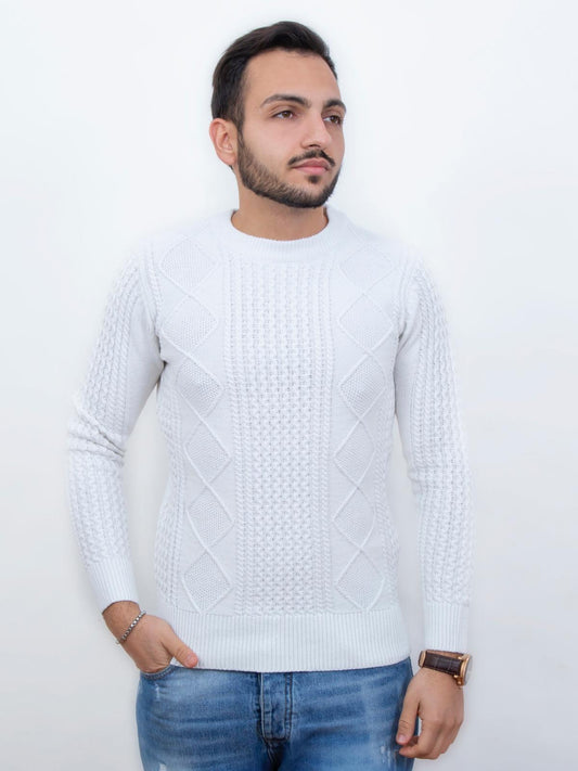 Pullover paricollo strutturato bianco