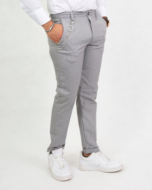 Pantalone Sartoriale Grigio con Catena