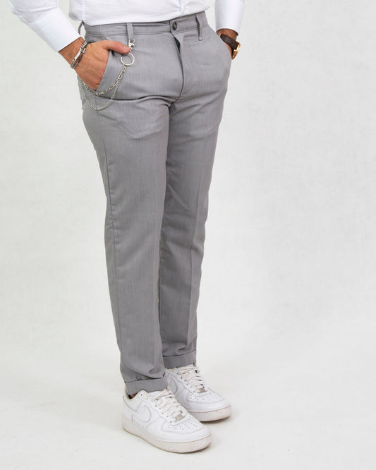 Pantalone Sartoriale Grigio con Catena