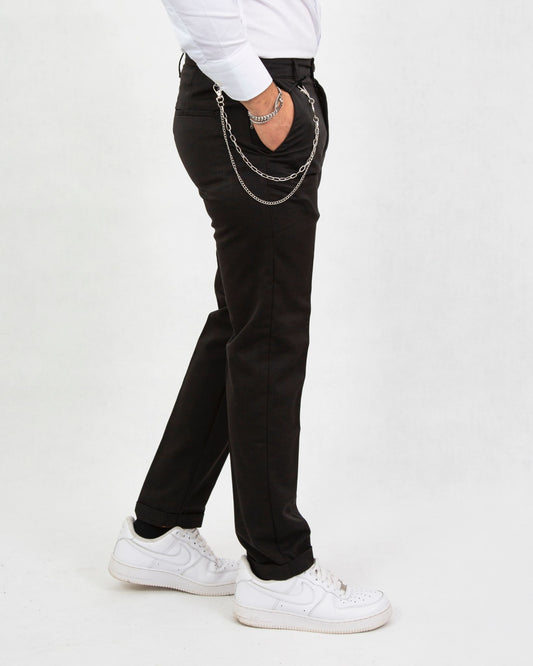Pantalone Sartoriale Nero con Catena