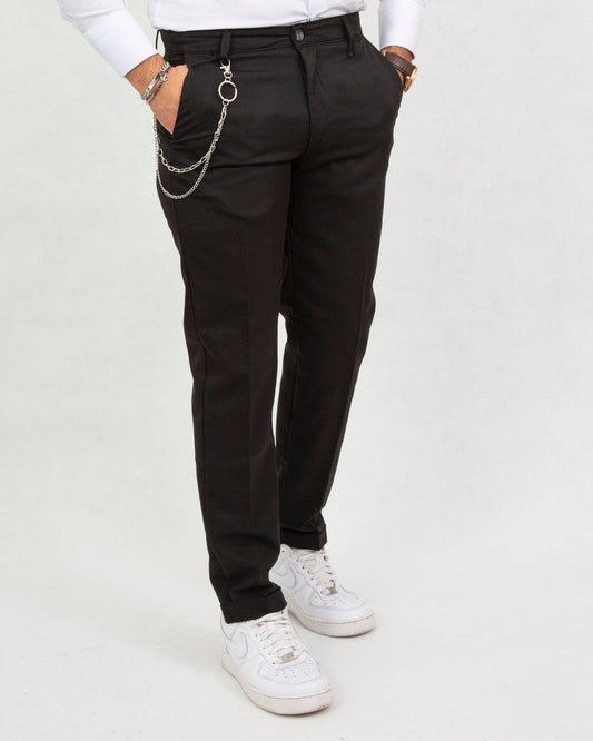 Pantalone Sartoriale Nero con Catena
