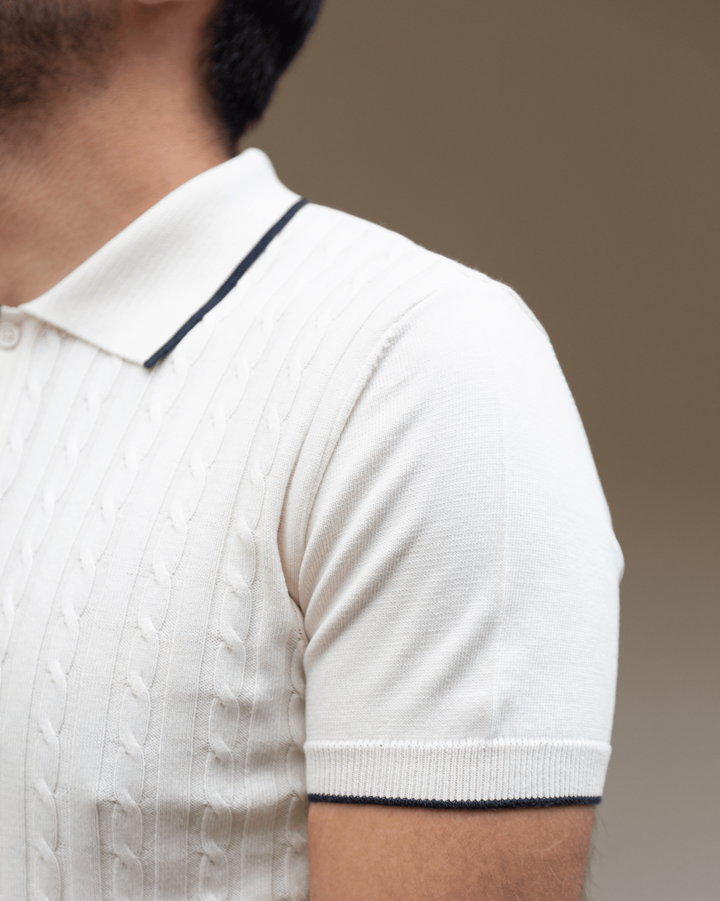 Polo costa e treccia Ecru