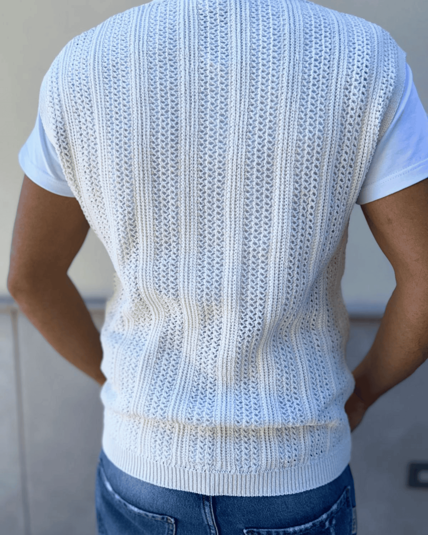 Gilet con bottoni panna