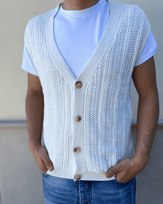 Gilet con bottoni panna