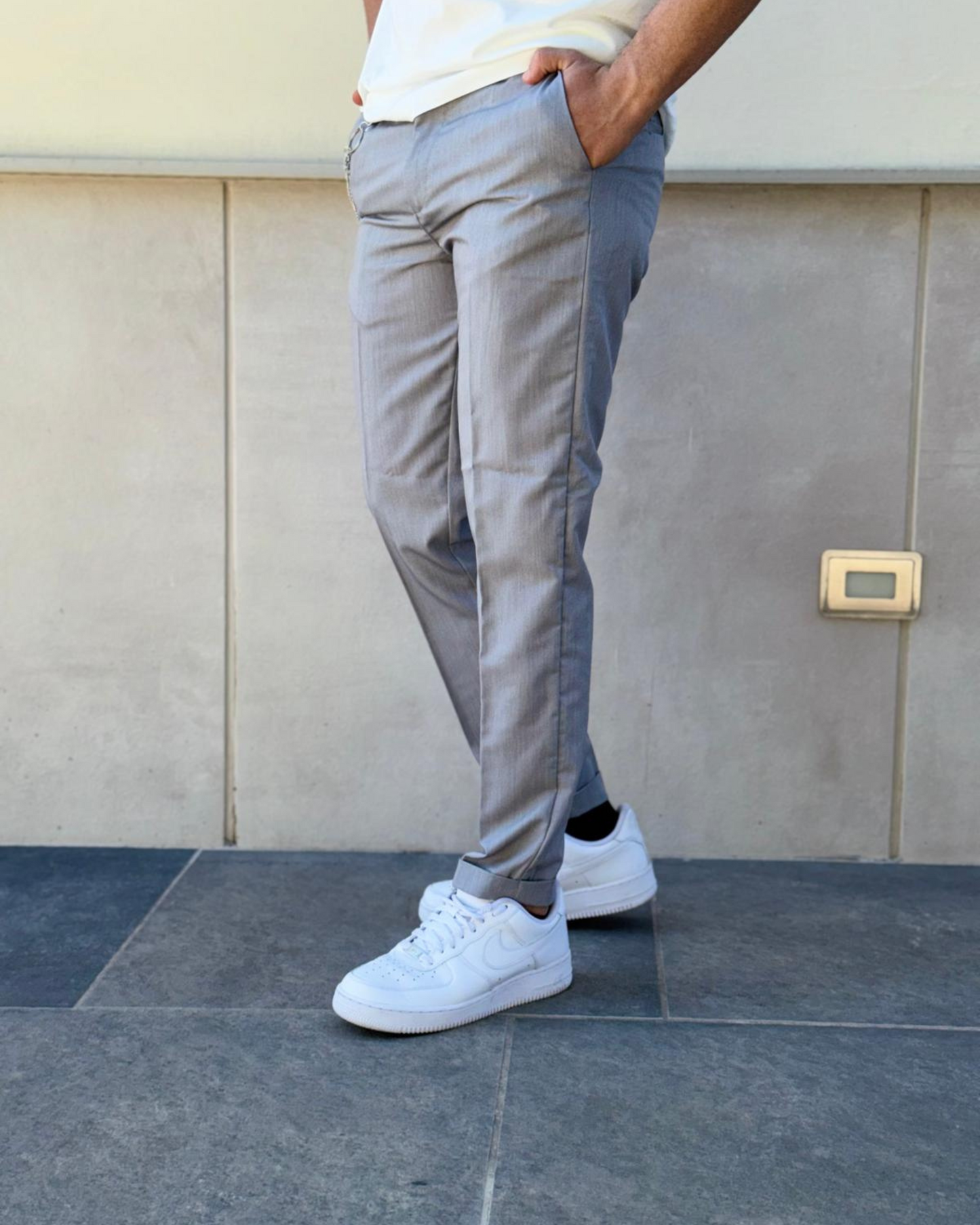 Pantalone Sartoriale Grigio con Catena