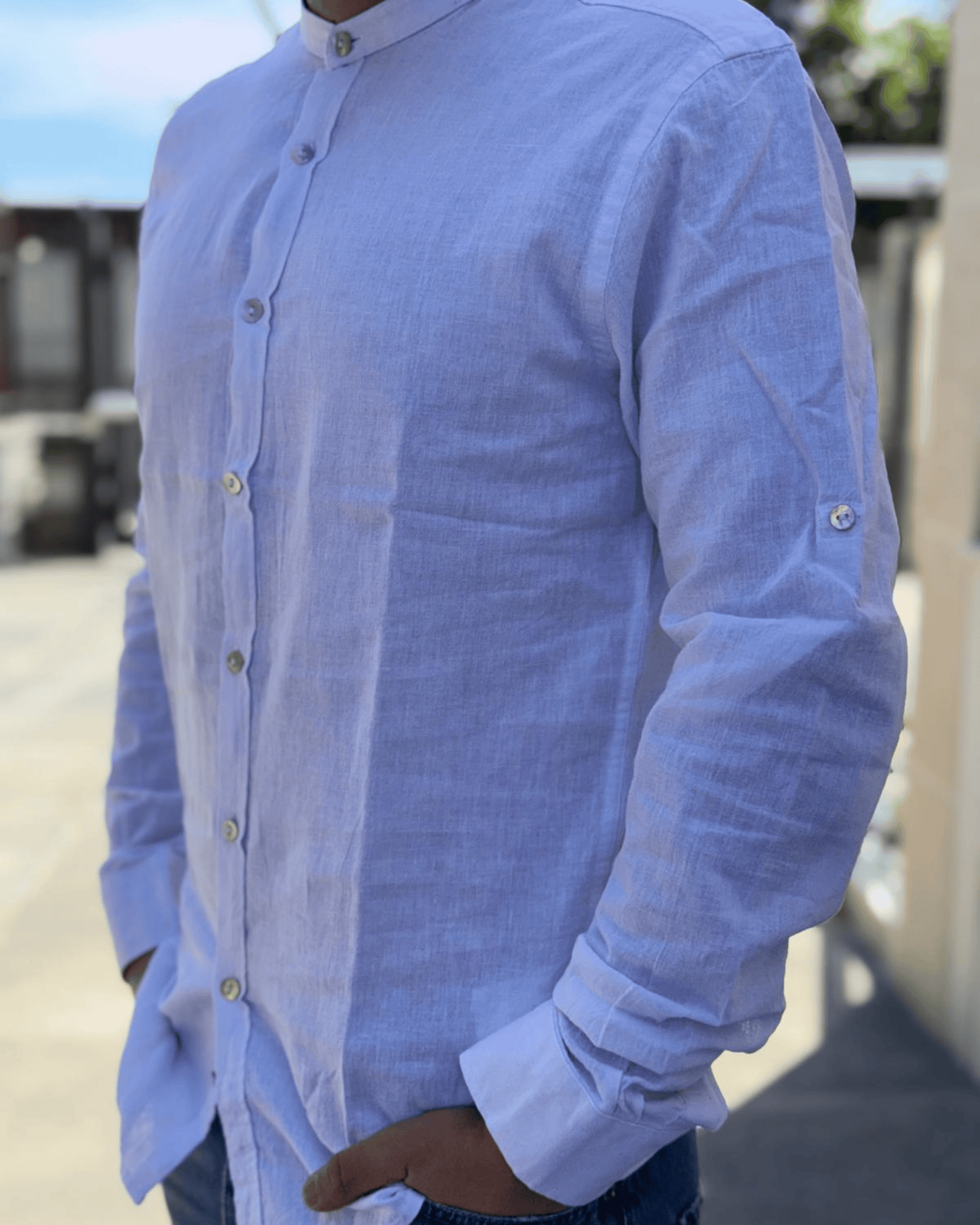 Camicia in Lino Bianca – Collo Coreano