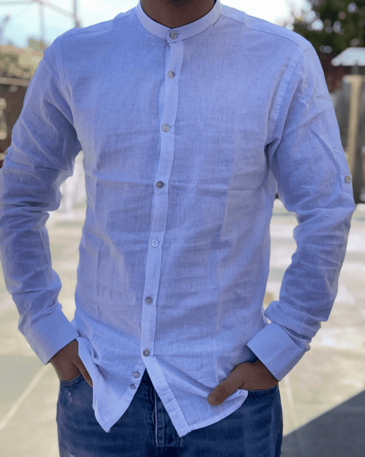 Camicia in Lino Bianca – Collo Coreano