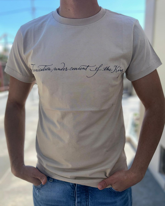 T-shirt Beige con Stampa