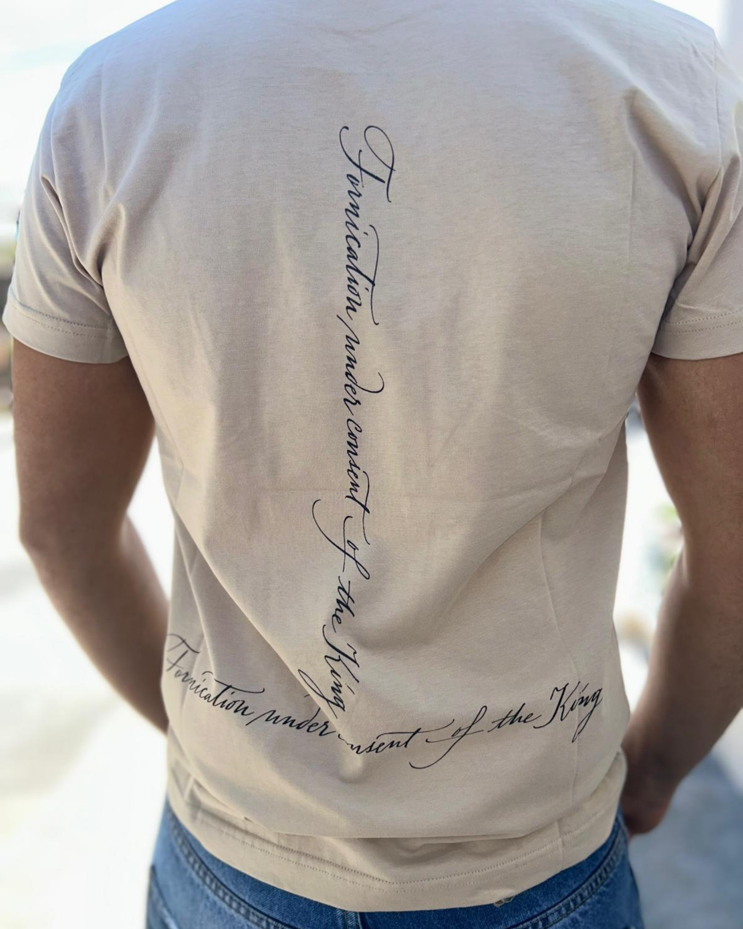 T-shirt Beige con Stampa