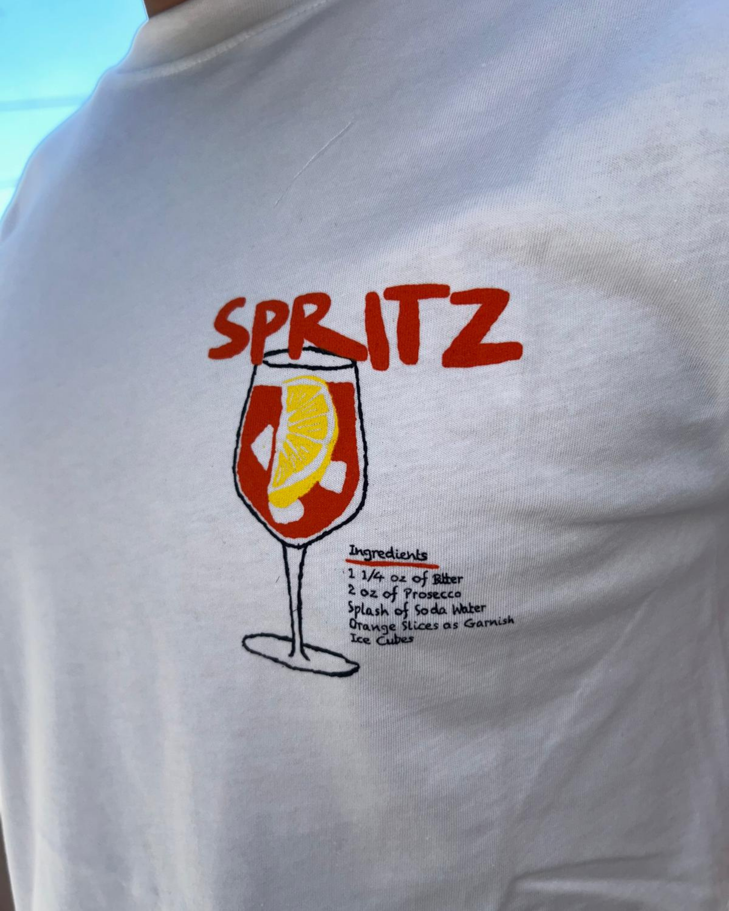 T-shirt Bianca con Stampa "Spritz"