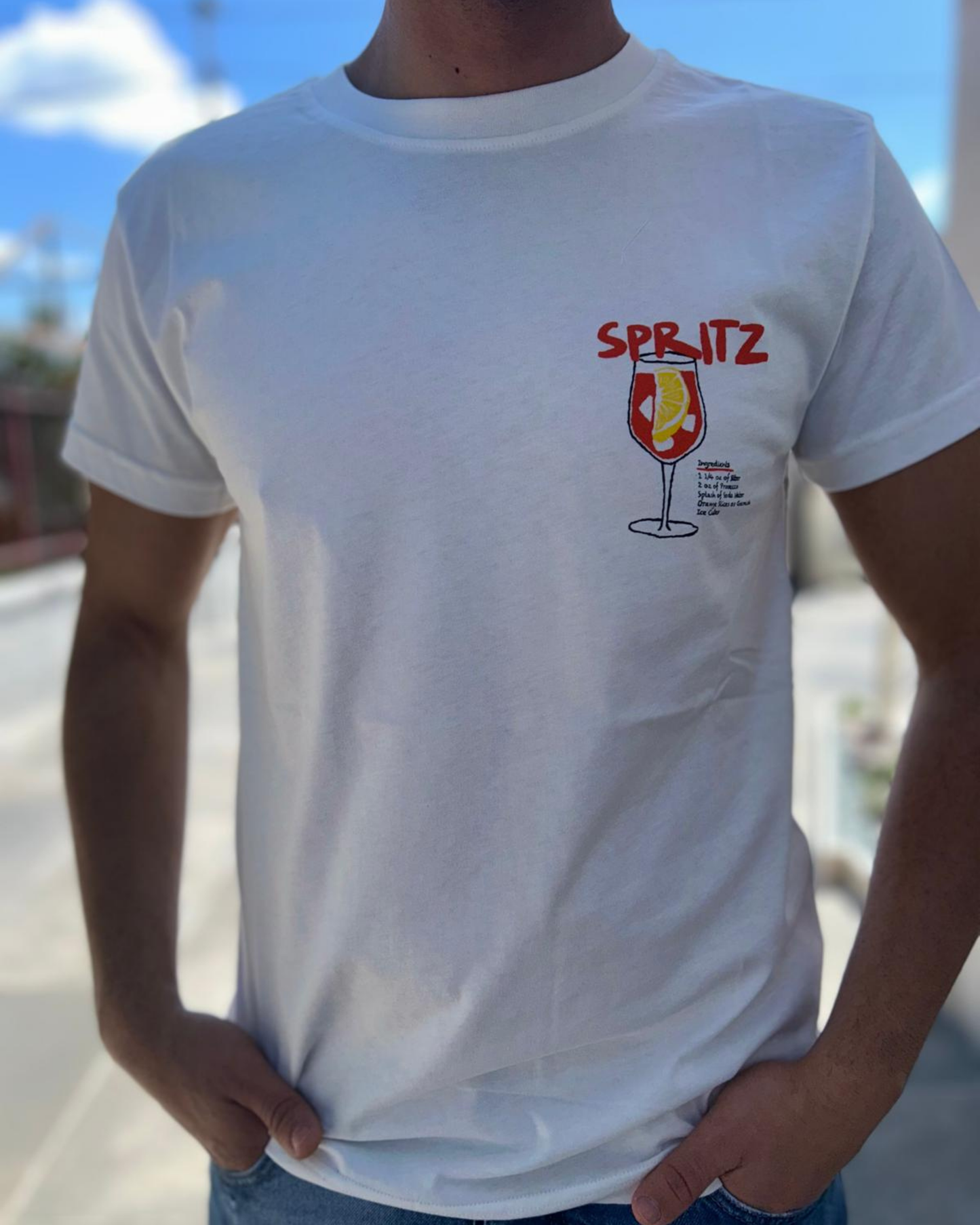 T-shirt Bianca con Stampa "Spritz"
