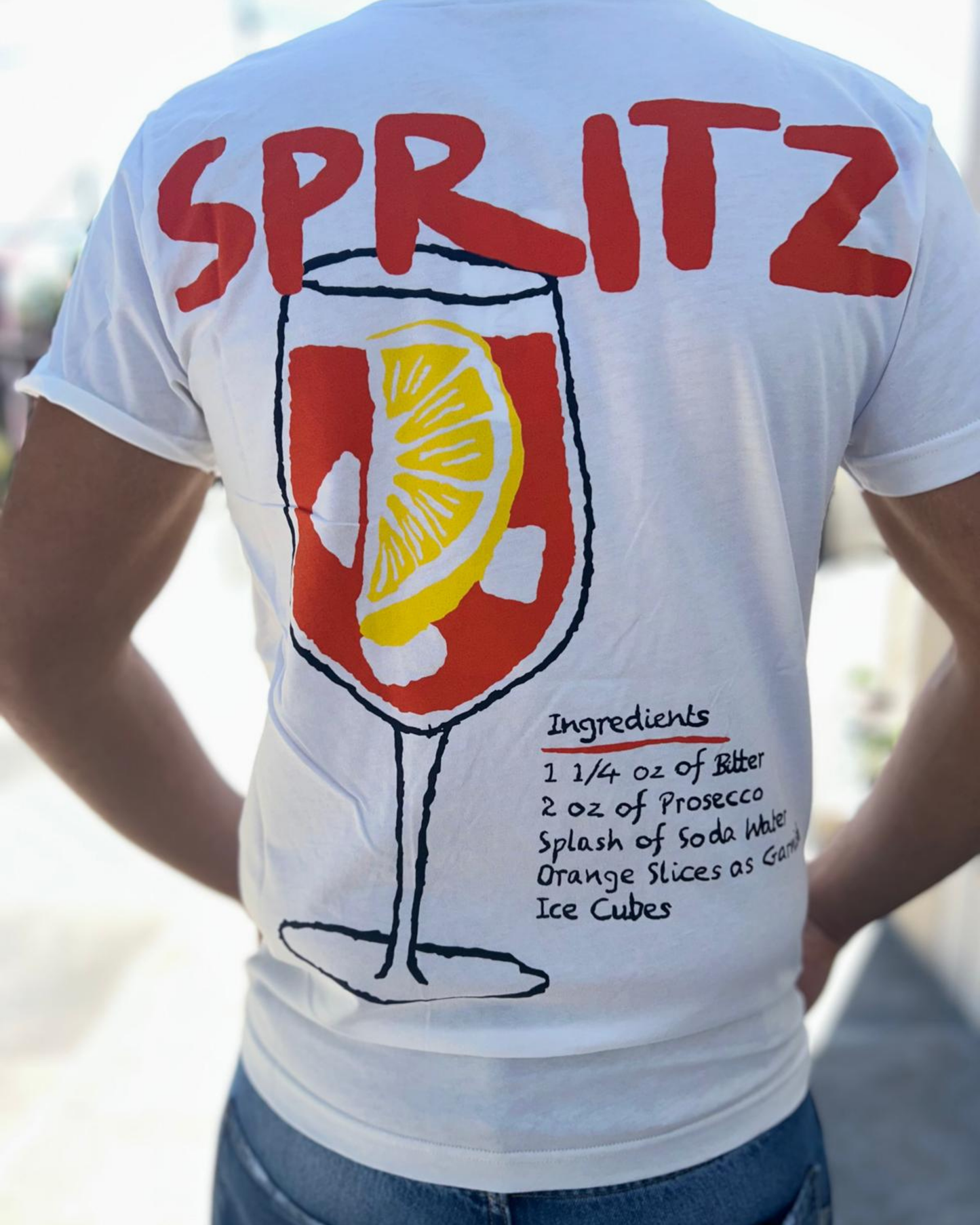 T-shirt Bianca con Stampa "Spritz"