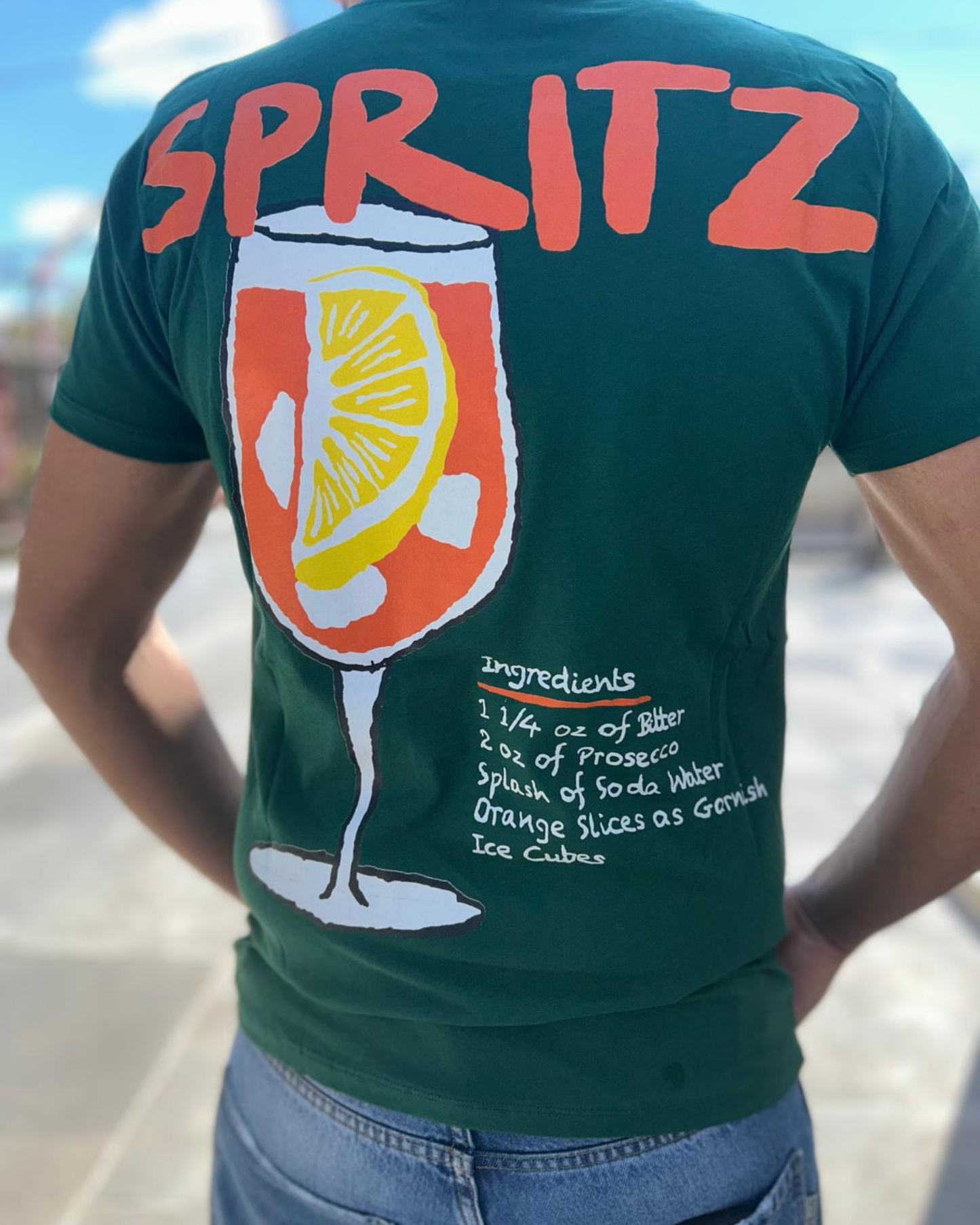 T-shirt Verde con Stampa "Spritz"