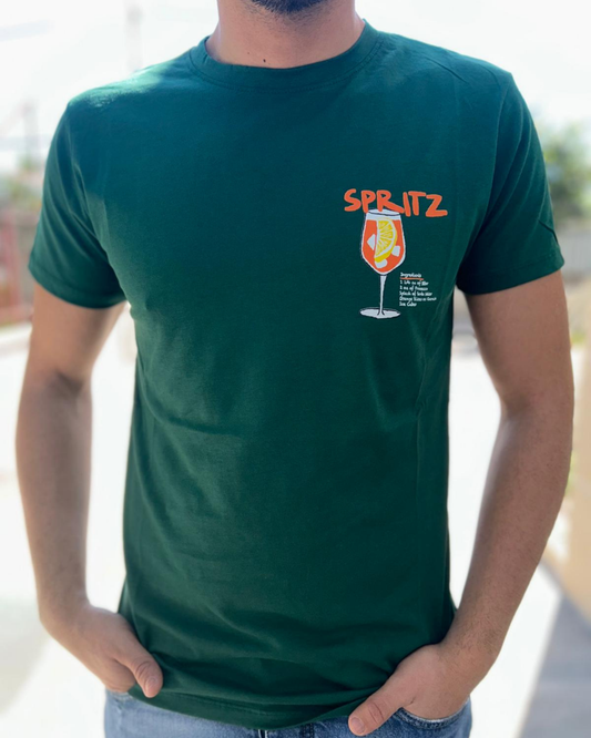 T-shirt Verde con Stampa "Spritz"